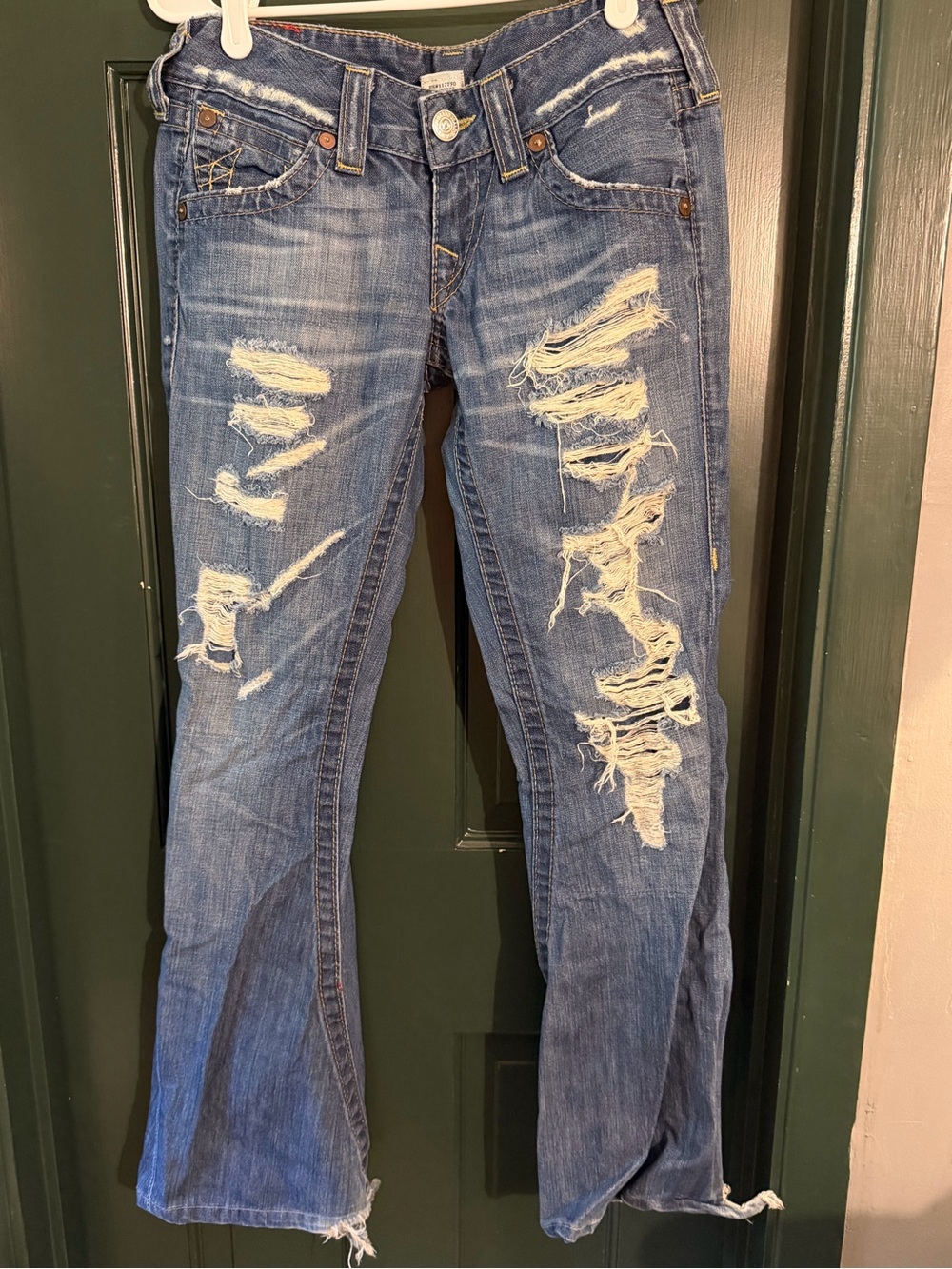 True Religion Distressed Light Blue Ripped Women's Jeans